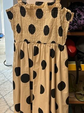 Polka Dot Beige and Black Sundress